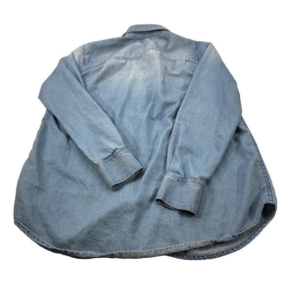 Michael Michael Kors Women's Size Small Shirt Snap Front Chambray Blue Preowned - Picture 2 of 14